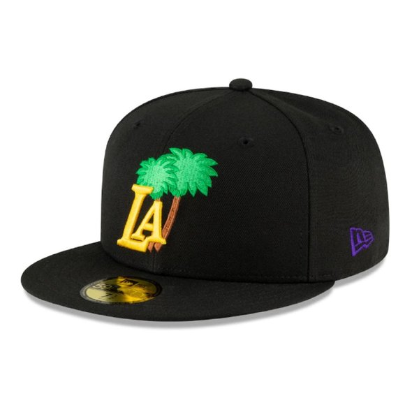 Los Angeles Lakers New Era Fitted Hat Icon Pink Undervisor 59FIFTY Black 7 +size - Picture 1 of 12